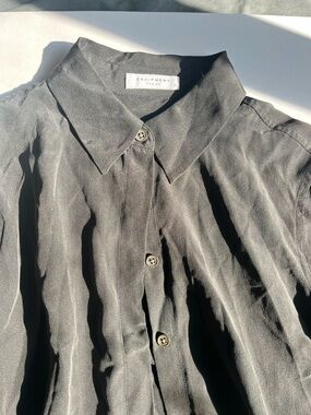 Equipment Black Silk Button-Down Cut Out Shirt